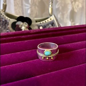 Turquoise stone silver plate band